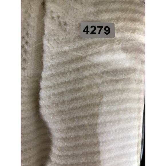 Retrofete Sweater Cable Knit Long Sleeve Turtleneck Keyhole Pullover White XS - Picture 6 of 6